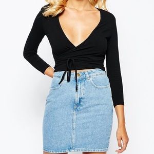 American Apparel wrap top long sleeve crepe Small